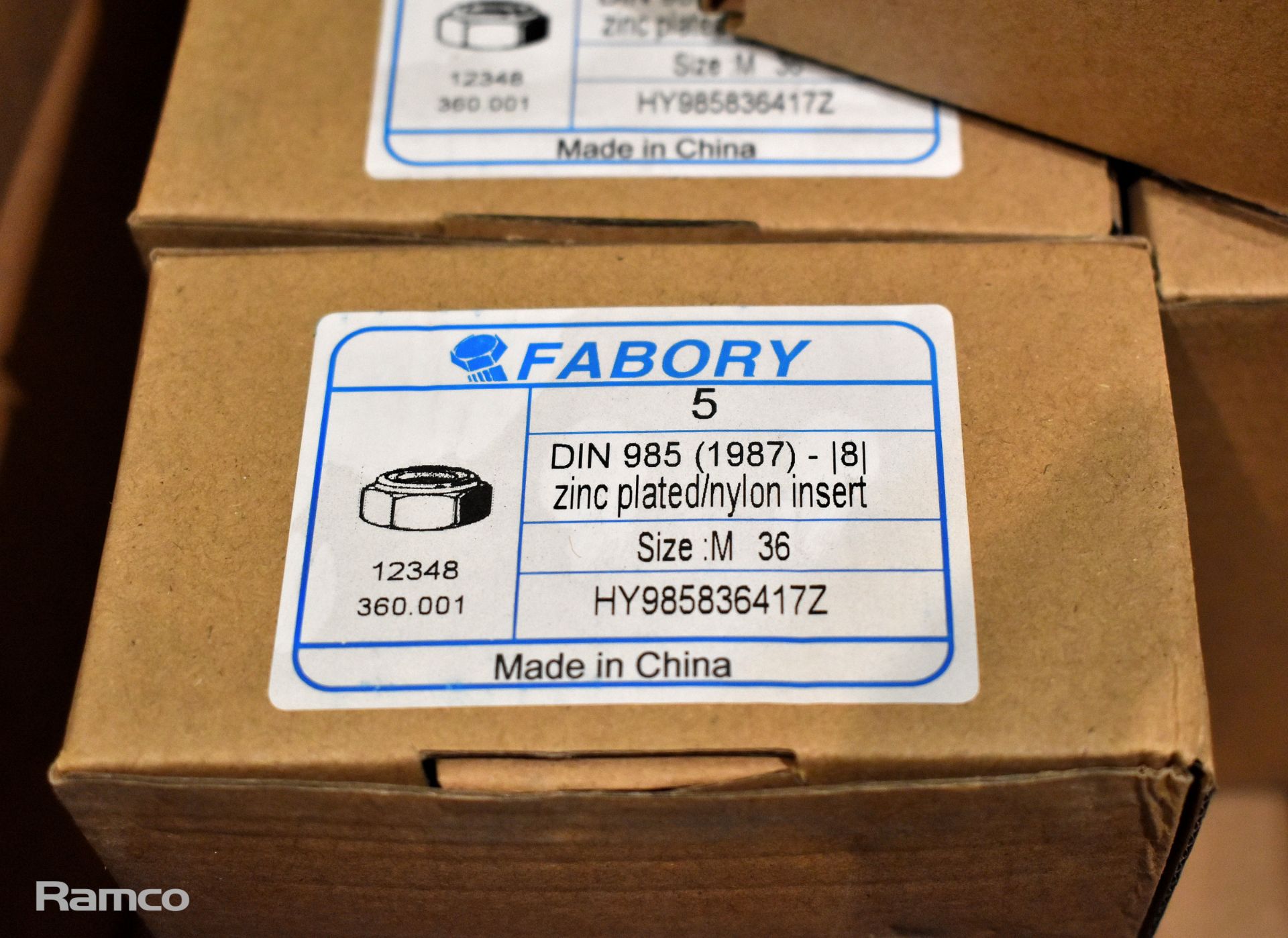 Fabory 36 mm nylon insert locking nuts - 1 box - 6 packs - 5 nuts per pack - Image 2 of 3