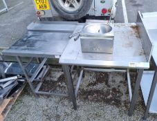 Stainless steel corner prep table unit, Basix Mechline small stainless steel sink unit