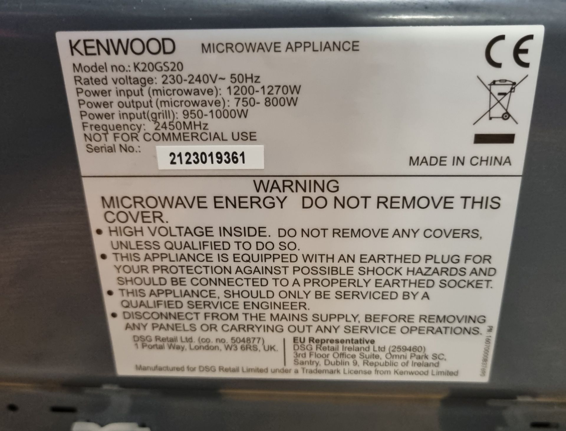 Kenwood K20GS20 microwave - Image 4 of 4