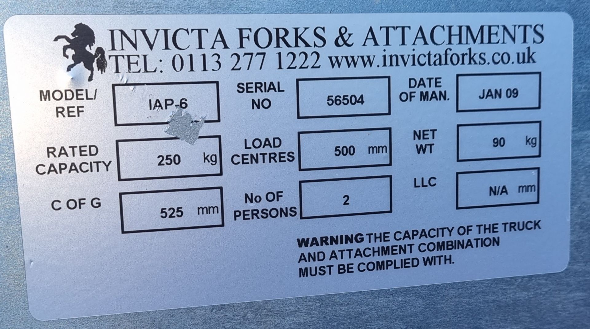 Invicta Fork & Attachments IAP-6 forklift access platform cage - dimensions: 100x100x215cm - Image 3 of 3