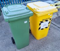 Kilko green plastic wheelie bin - dimensions: 55x50x110cm, Yellow plastic wheelie bin