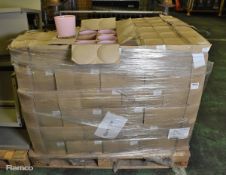 Pink glass plant pots - in original boxes - condition not inspected - Approximately 300 pots