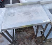 Stainless steel table with small shelves and upstand - dimensions: 87x65x100cm