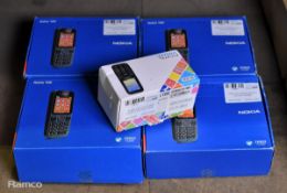 Alcatel one touch mobile phone in box with charger, 4x Nokia 100 mobile phones in box with charger