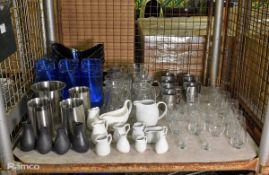 Catering equipment which includes: champagne buckets, glass jugs, oil and milk pourers plus glasses