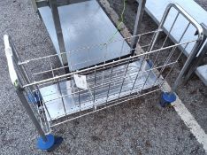 Small stainless steel cage trolley - dimensions: 90x40x75cm