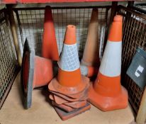 10 reflective Traffic cones, mixed sizes and conditions
