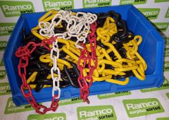 Black and yellow plastic safety chain - 1x3.5m length, 1x7m length and 1x10m length