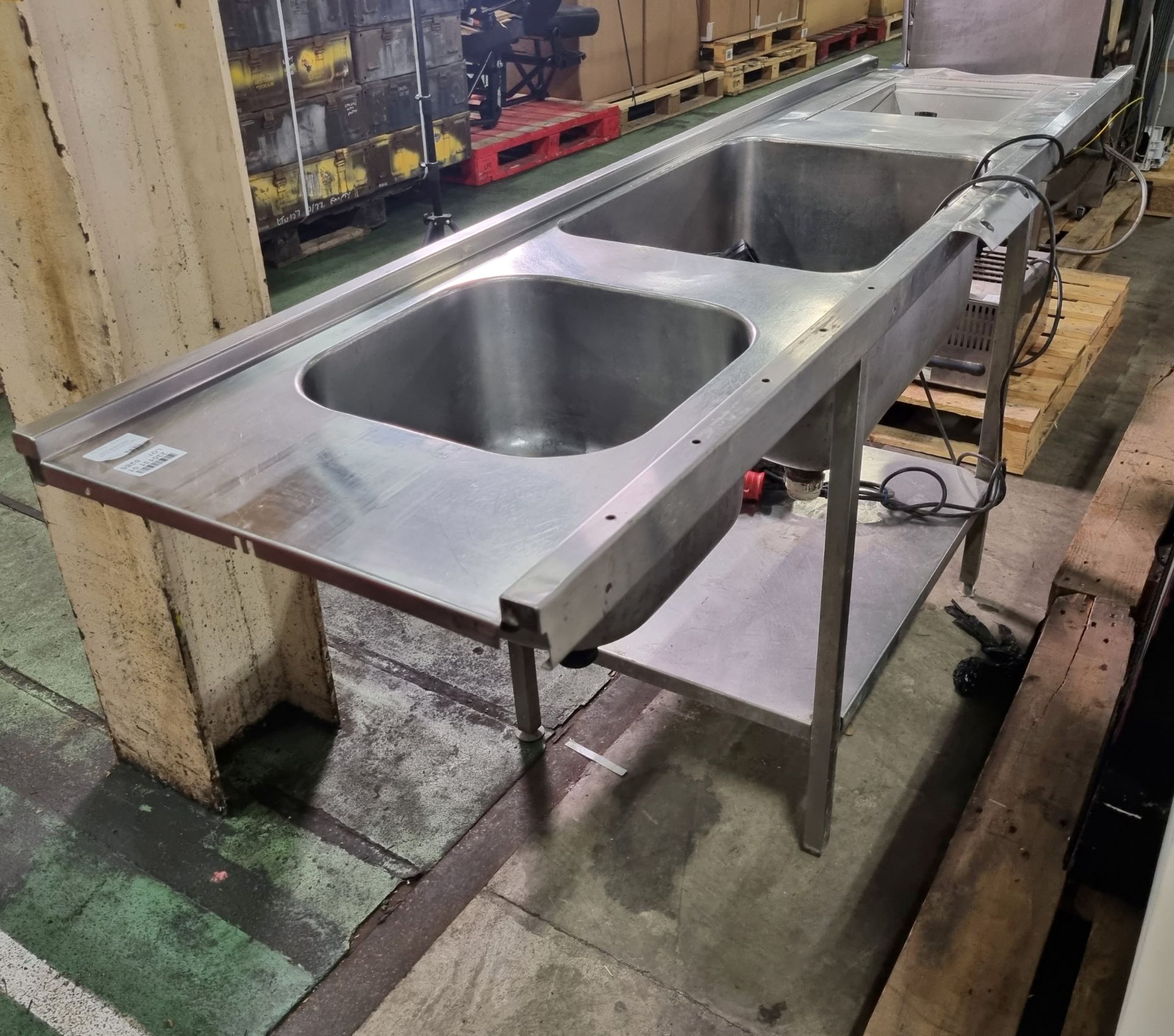 Stainless steel double sink unit with waste disposal shoot (5 pin connector for motor) - Image 3 of 7