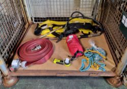 Fire and Rescue - Red fire hose 70mm x approx 20m long, Wilderness Systems M18 rope throw bag