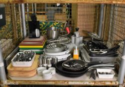 Catering equipment which includes: frying pans, oven trays, chopping boards, cooking utensils