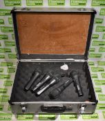 5 handheld wired microphones in carry case