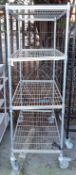 Mobile stainless steel racking with 4 shelves - 60x120x185cm