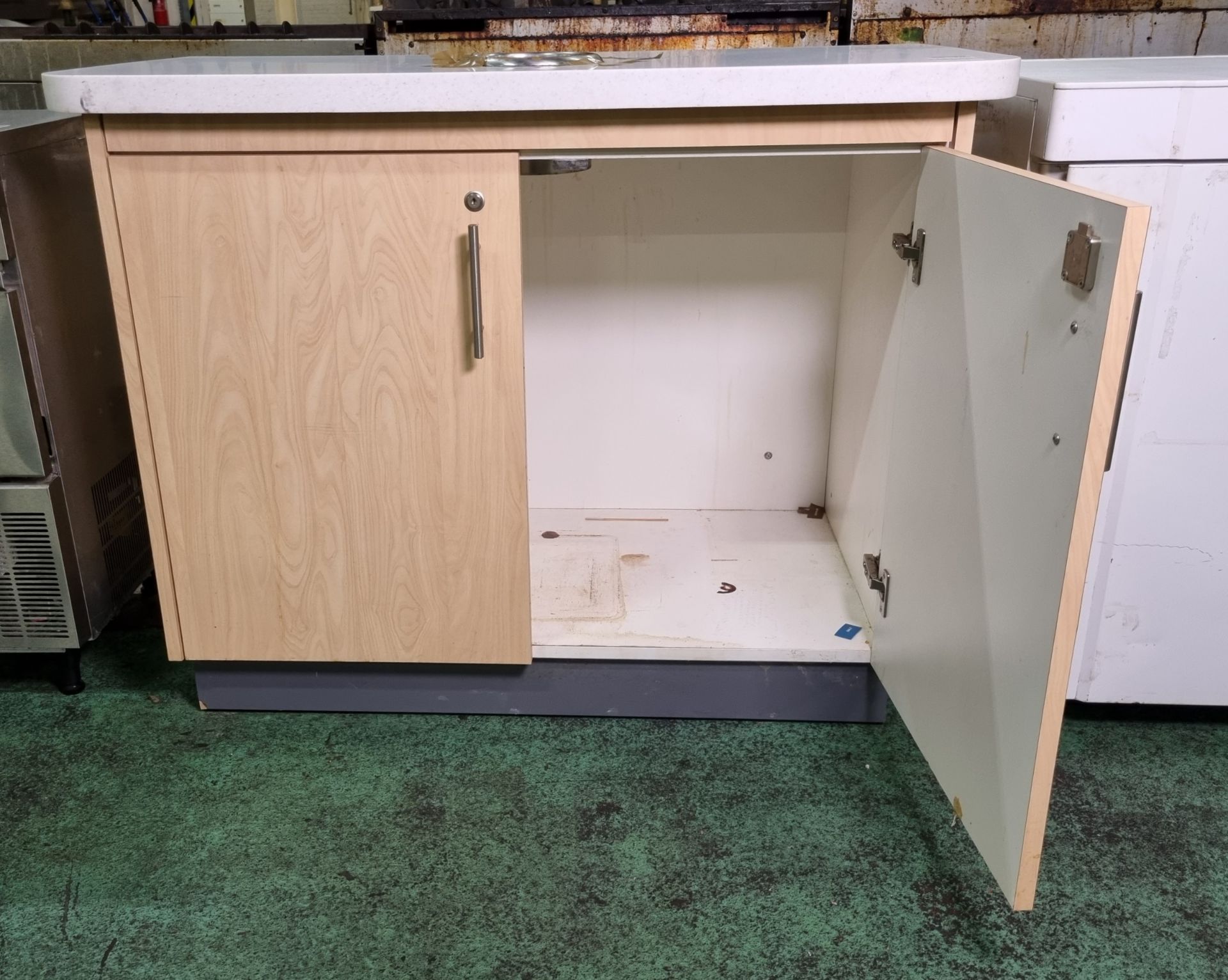 Wooden counter top cabinet with waste chute - 112x60x88cm - Image 3 of 6
