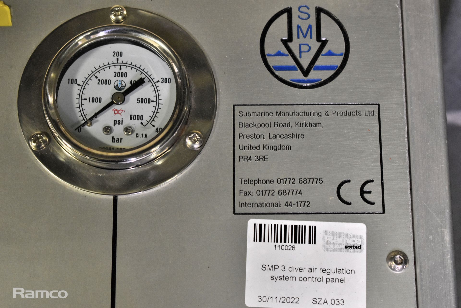 Submarine Manufacturing & Products Ltd - SMP 3 diver air regulation system control panel - Image 4 of 5