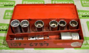 1/2 Inch drive metric socket set with case