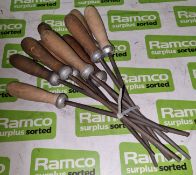 10x 200mm round hand files with wooden handles