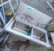 Stainless steel dishwasher double sink unit