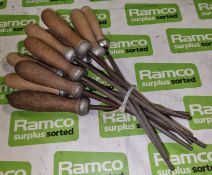 11x 200mm round hand files with wooden handles