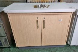 Wooden counter top cabinet with waste chute - 112x60x88cm