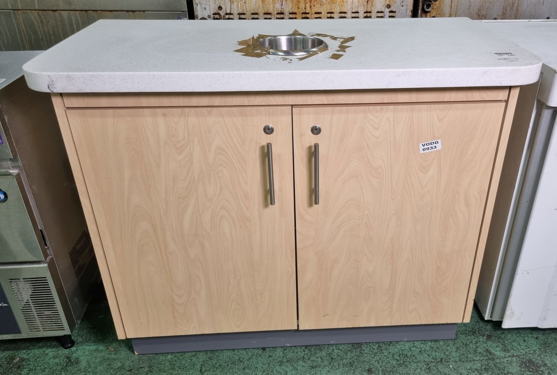 Wooden counter top cabinet with waste chute - 112x60x88cm