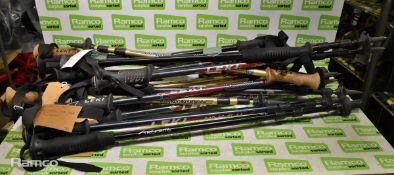 Hiking poles - assorted makes and models - approximately 10 pairs