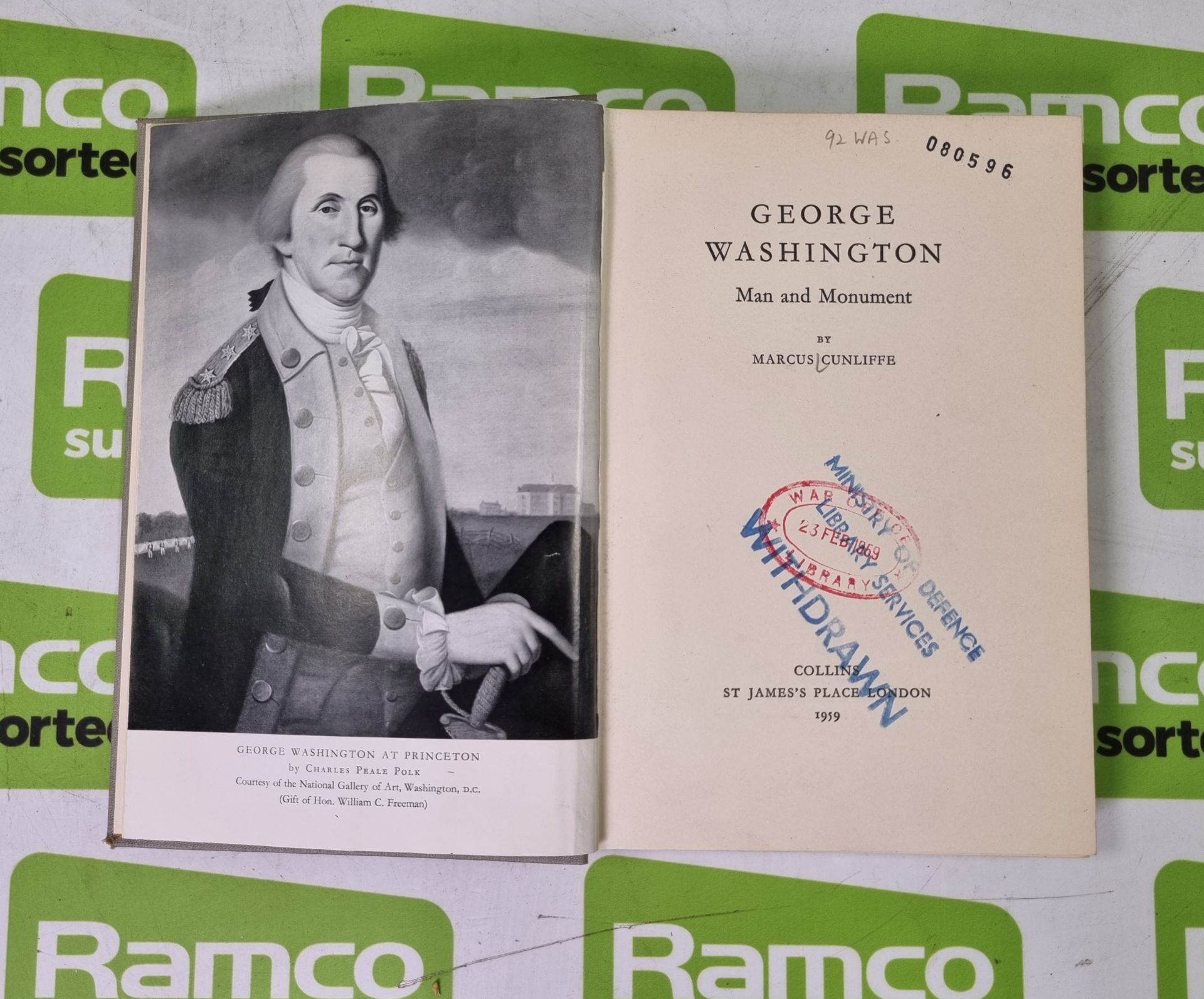 George Washington: Man and Monument by Marcus Cunliffe, Published by Collins, London, in 1959 - hard - Image 15 of 17