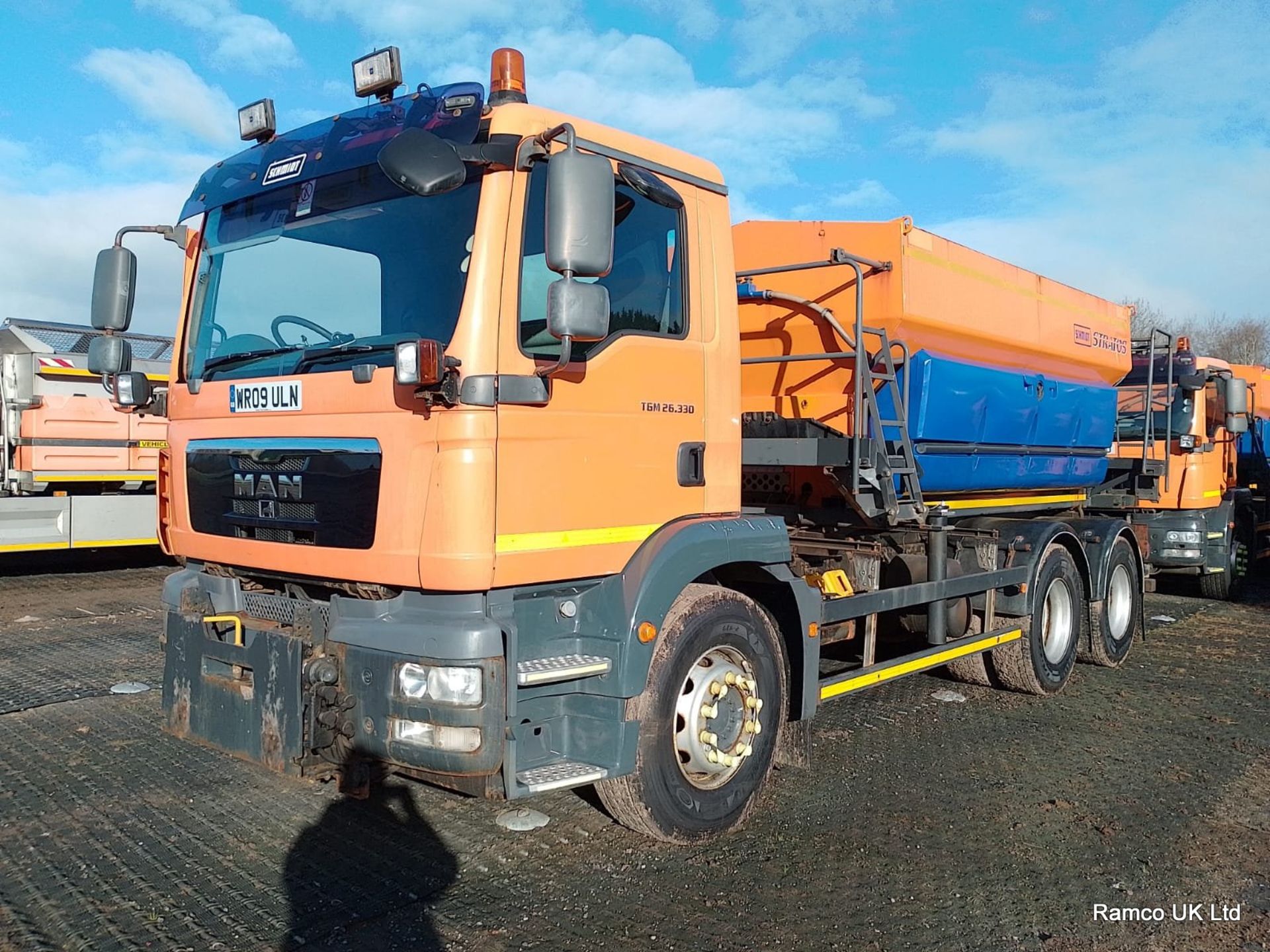 2009 (reg WR09 ULN) MAN TGM 26.330 6x4 with Schmidt Stratos 9m3 pre-wet gritter mount.