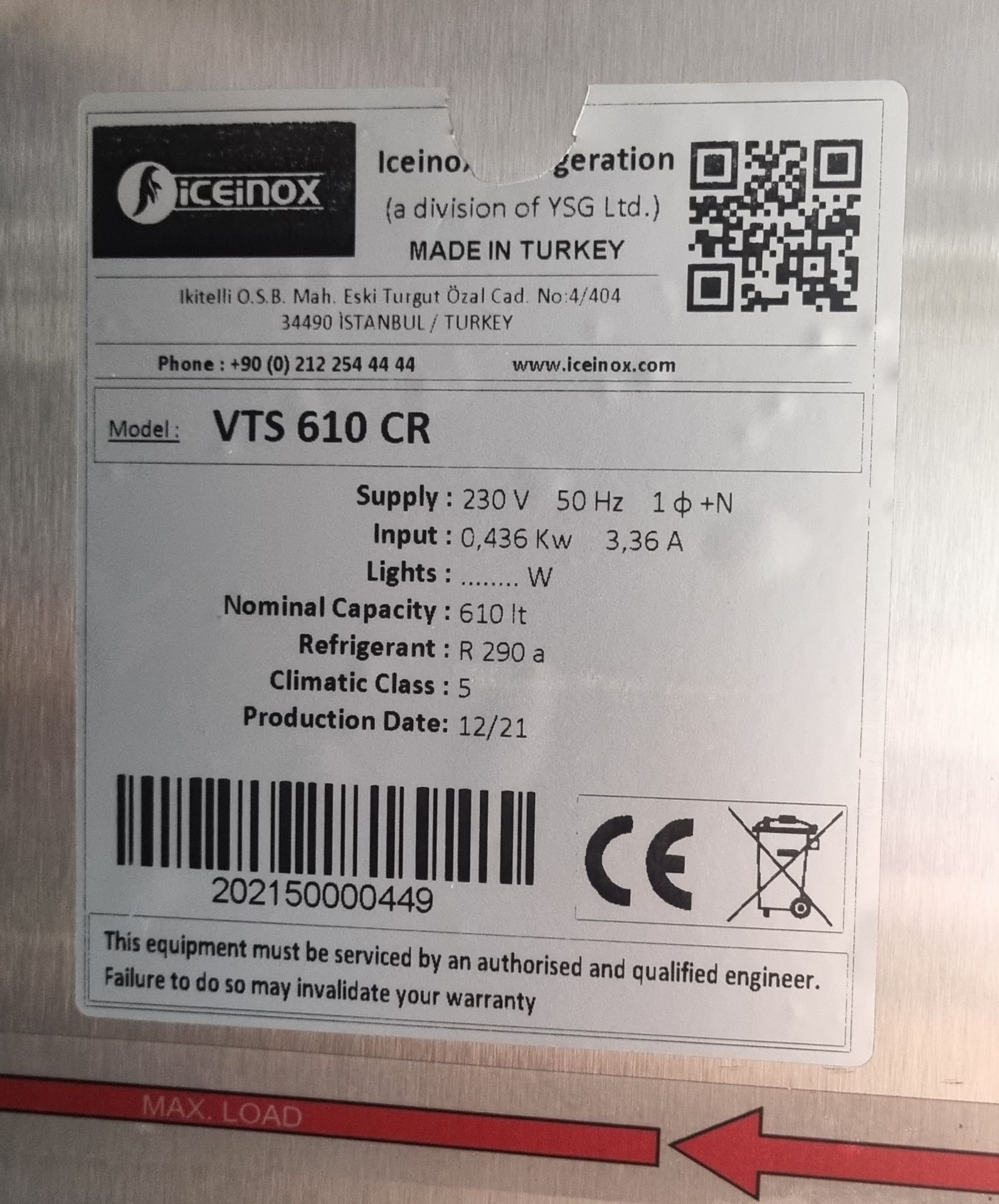 Iceinox VTS 610 CR stainless steel upright, single door refrigerator - Image 3 of 10