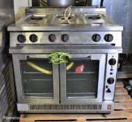 Falcon Dominator G2102C stainless steel 6 burner gas hob with convection oven - missing burner tops