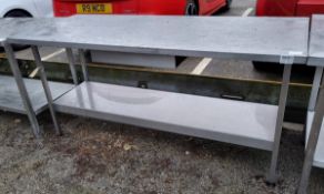 Stainless steel 2 tier workbench - 180 x 75 x 85cm