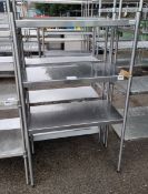 Stainless steel 3 tier shelving - 90x45x155cm