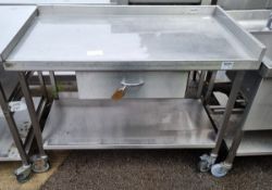 Stainless steel mobile, right hand corner unit with drawer - 120x70x90cm