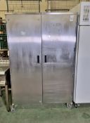 Stainless steel double door storage cabinet, lockable but no keys