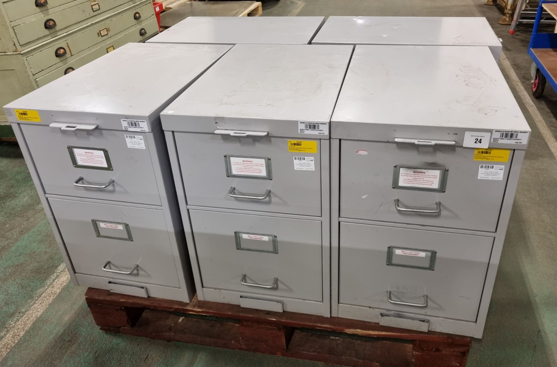 5x Grey metal 2-drawer combination lock cabinets - L 42 x W 67 x H 64cm
