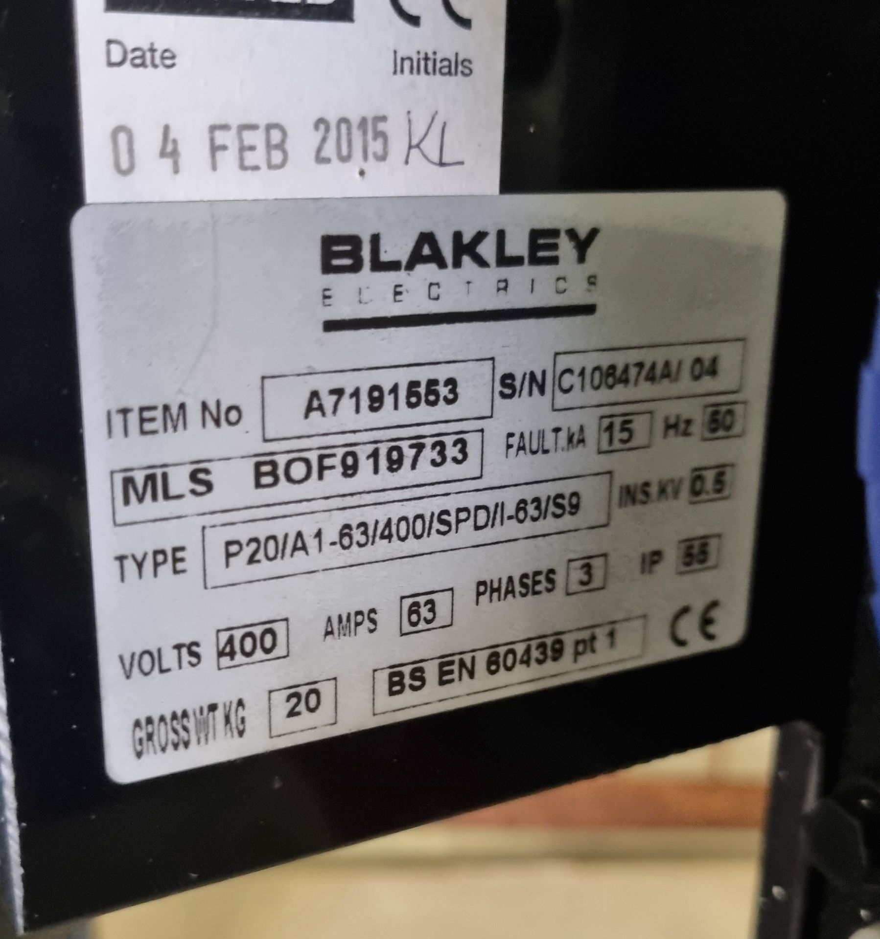 Blakley Insulated Distribution Assembly P20/A1-63/400/SPD/I-63/S9 - Bild 3 aus 3