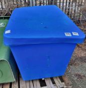 Large blue wheeled trolley - 101cm long x 68cm wide x 78cm tall - green lid