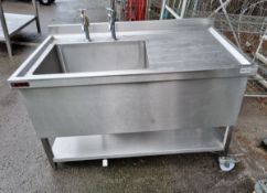 Stainless steel mobile sink unit - 120x80x95cm