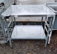 Stainless steel 2 tier workbench with tin opener - 90 x 80 x 85cm