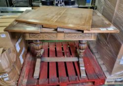 Vintage extendable wooden table from East Lindsey Council Chambers - 152 x 76 x 76cm