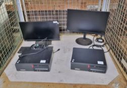 2x Lenovo M710s Thinkcentre Computer Units with Monitors