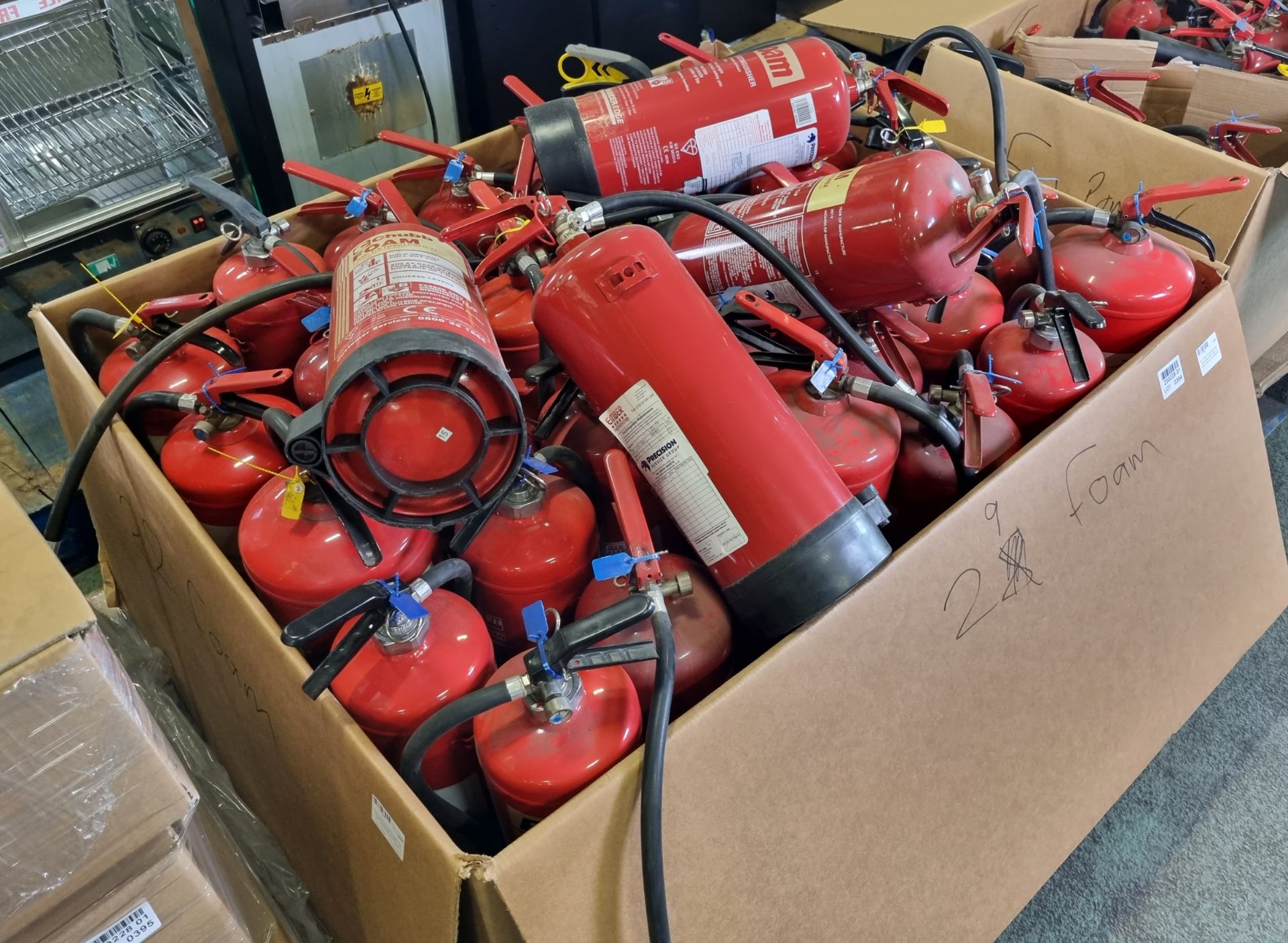 29 x Foam fire extinguishers - beyond expiration date, will need checking and retesting - Image 3 of 3