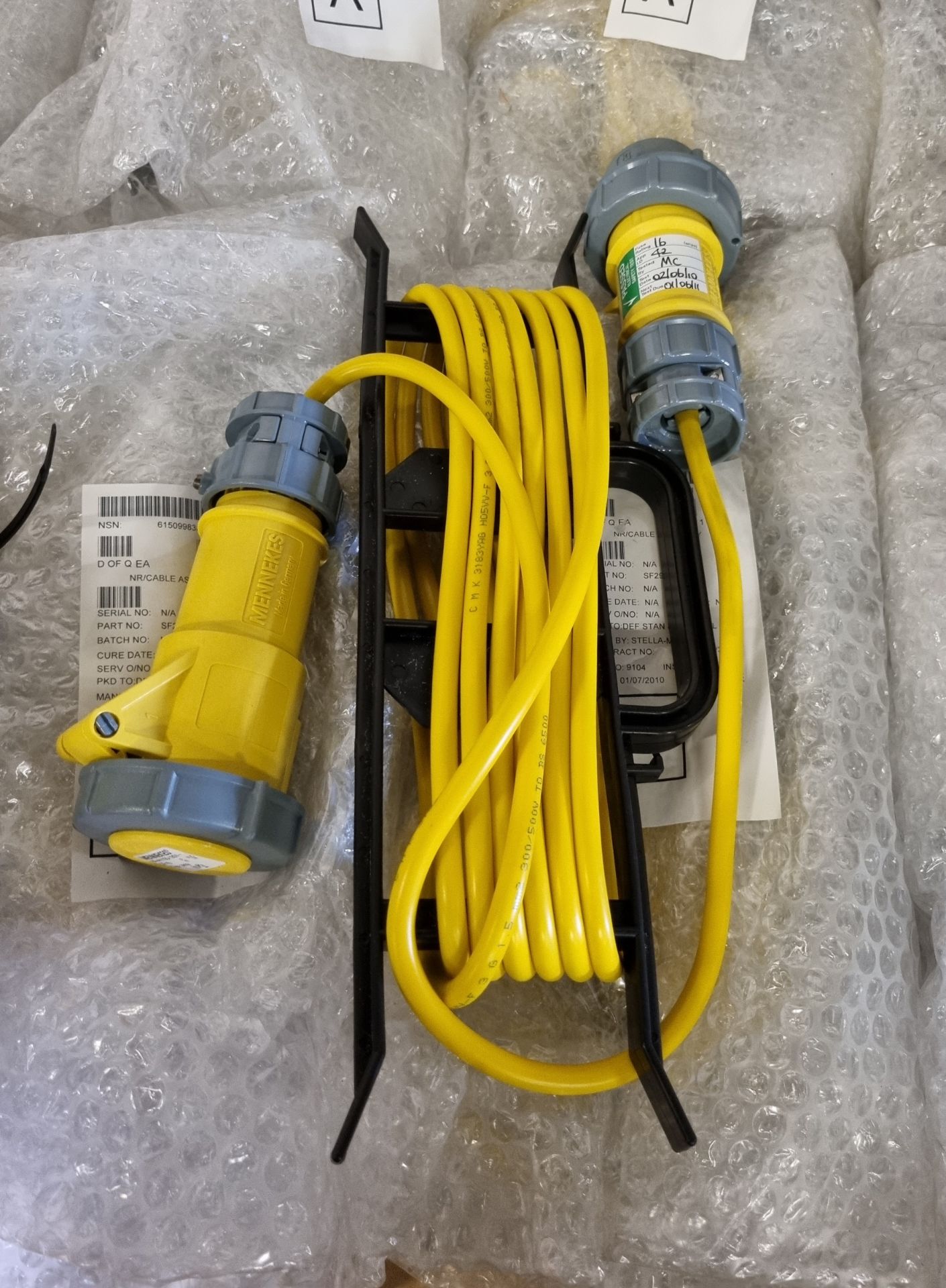 15x 110V extension leads with Mennekes Type 3794 & Type 3859 2P+E plugs - approx 5m length - Image 4 of 5