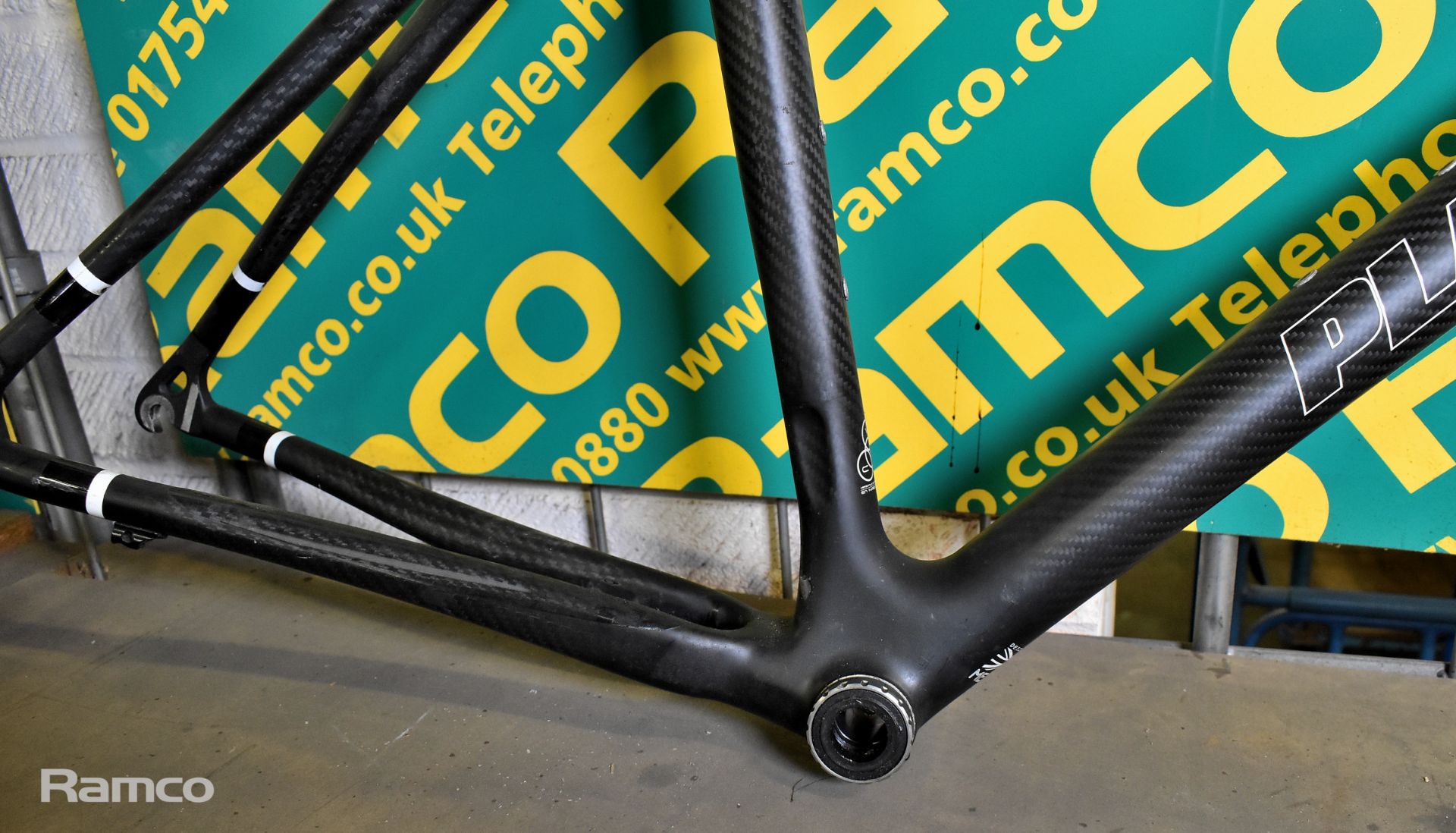 Planet X Pro Carbon road bike frame with handlebars, forks and seat post - damaged forks and frame - Image 2 of 7