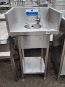 Small stainless steel sink unit with bottom shelf - dimensions: 60x50x110cm