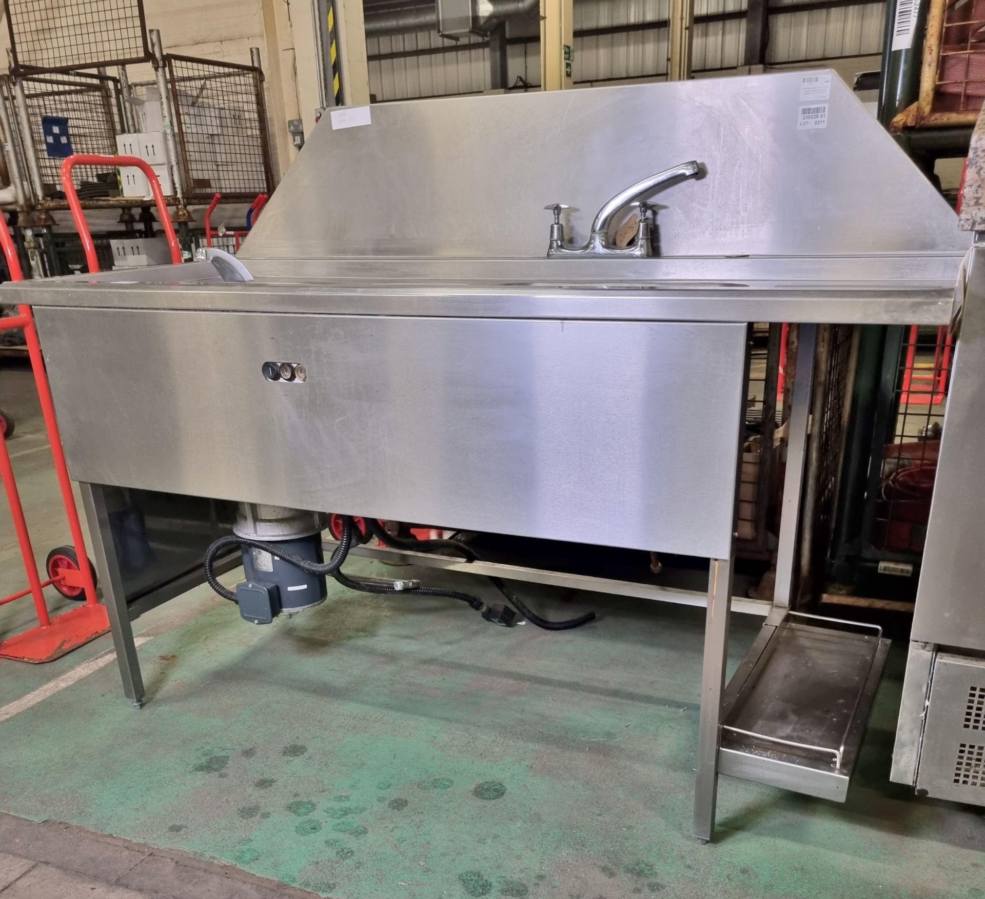 Stainless steel sink unit with waste disposal (currently sealed) - 165 x 70 x 120cm - Bild 5 aus 9