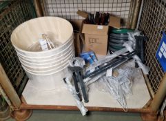 5x Bedstead legs, 5x Victor Hepa filter assemblies, 3x Hoover filters, Wire coat hangers