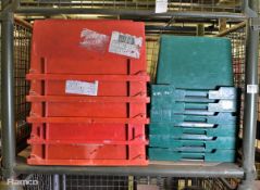 Stacking and storage crates (6x green/10x red) 60Lx30Wx40H cm approx each