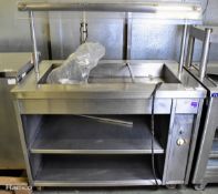 Stainless steel bain marie, gantry and open cabinet