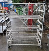 Stainless steel 3 tier mobile mesh shelving - 125x70x170cm